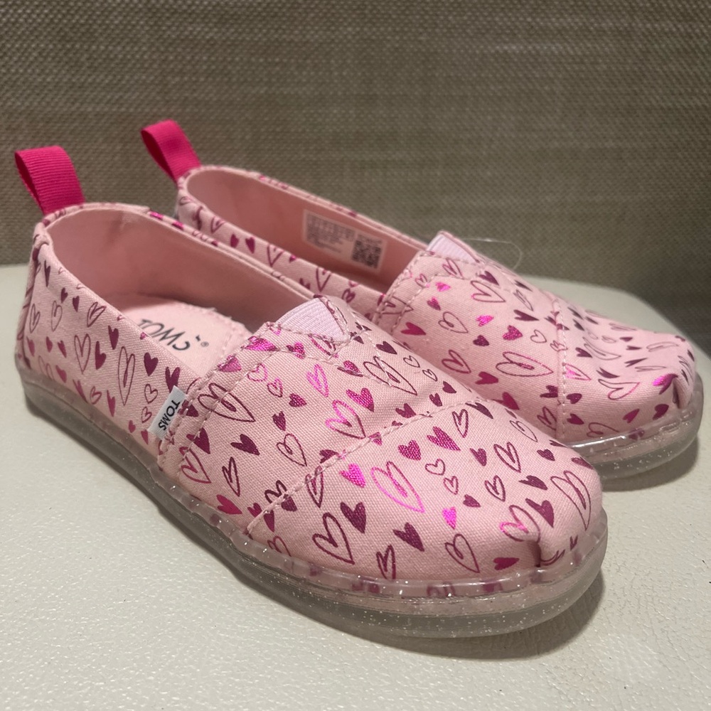 Tom’s Alpargata Pink Heart Lightweight Slip-On Shoes Toddler Girls Size 12